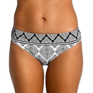 NWT La Blanca Oasis Tile Side Shirred Hipster Bikini Bottom – Black and White